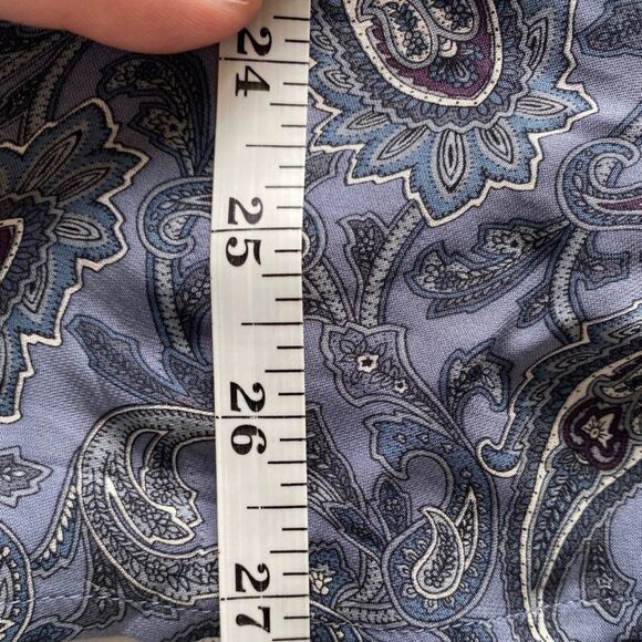 Rena Rowen Womens 24W Silk Collared Paisley Button Up Long Sleeve V Neck Top - Picture 3 of 6